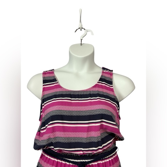 NWOT, Tommy Hilfiger, Pink and Navy Striped Dress, Large - Picture 3 of 8